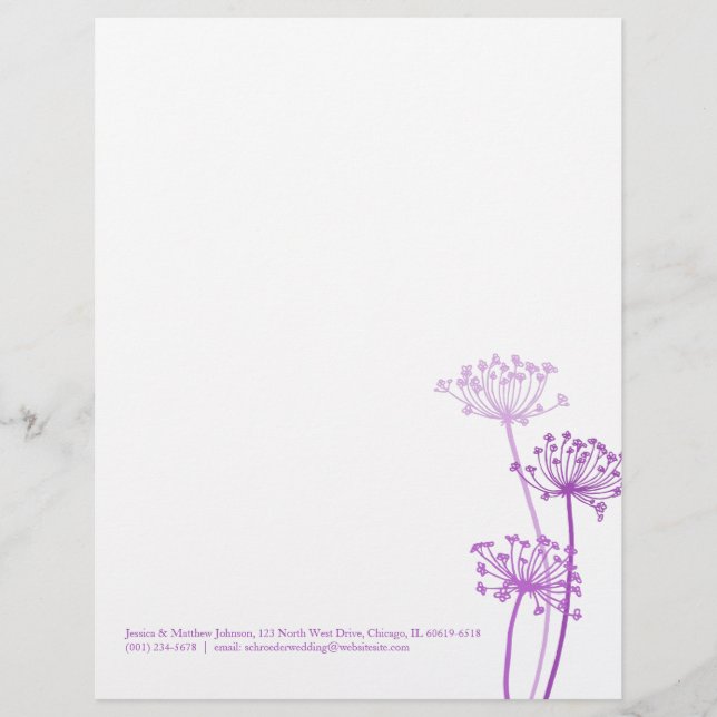 Graphic purple flower cows parsley letterhead (Front)