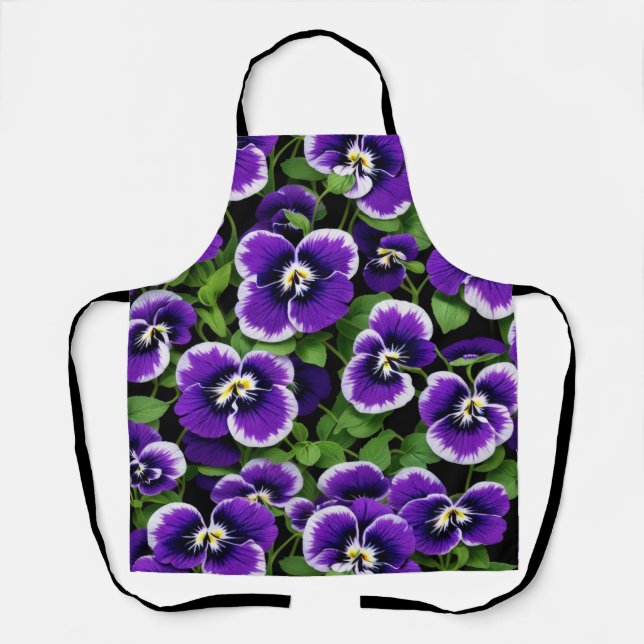 Graphic Purple Pansies  Apron (Front)