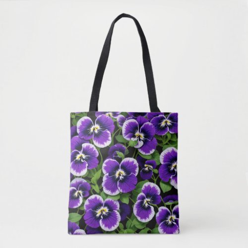 Graphic Purple Pansies Tote Bag