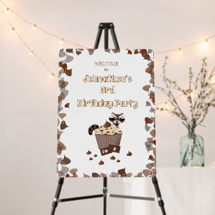 Graphic Raccoon & Chocolate Cupcake Birthday Foam Board