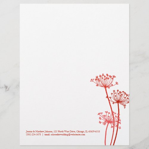 Graphic red flower cows parsley letterhead