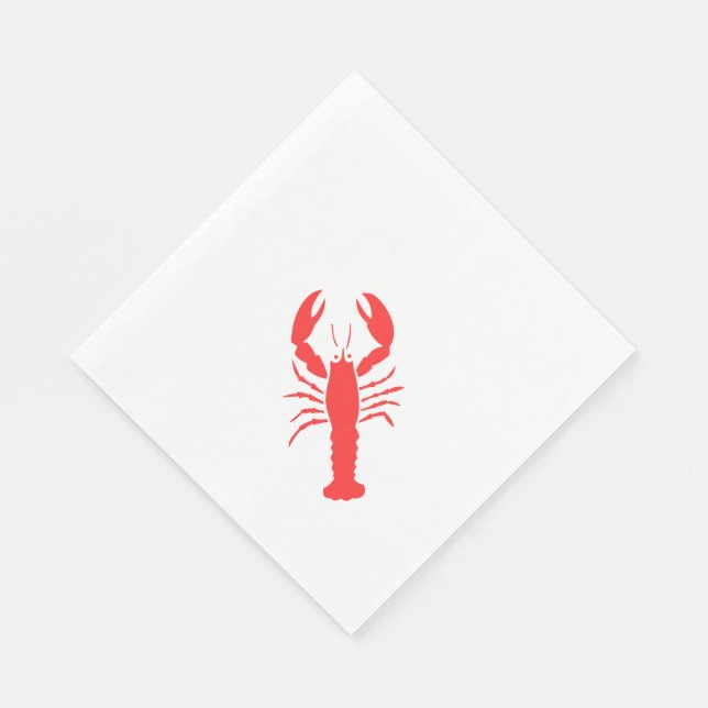 Graphic red lobster paper napkins (Corner)