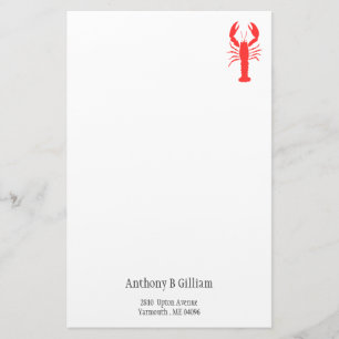 Graphic red lobster - personalized stationery