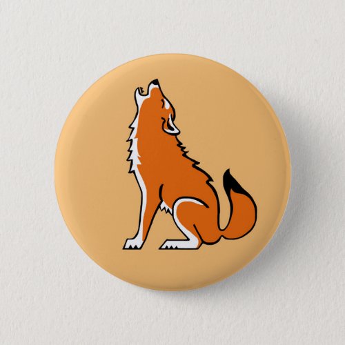 Graphic  Red WOLF _Wildlife _ Nature _ Orange Button