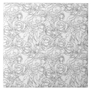 Graphic Rose Ceramic Tile
