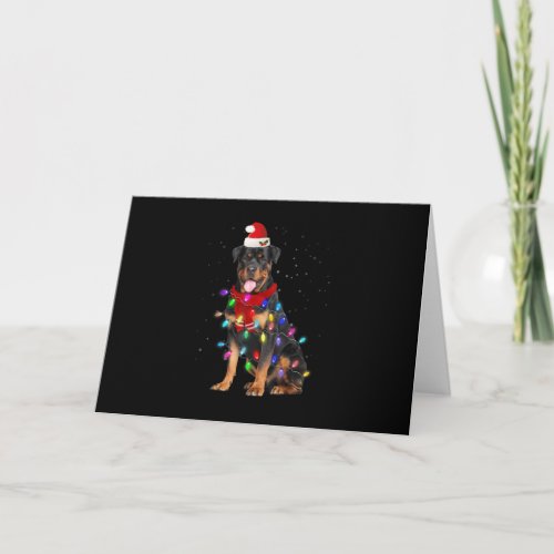 Graphic Rottweiler Xmas Light For Dog Santa Lover Card