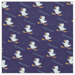 Graphic running duck name art blue pattern fabric