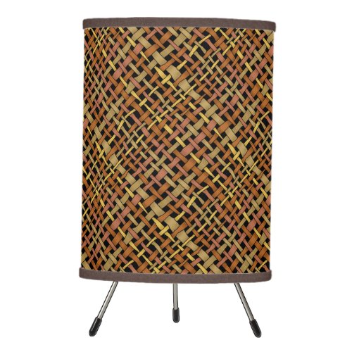 Graphic Rustic Woven Burlap Red Tripod Lamp