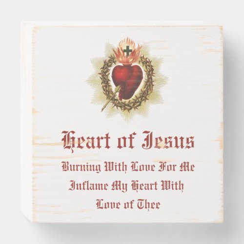 Graphic Sacred Heart of Jesus Wooden Box Sign