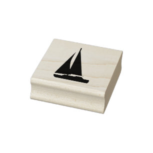 Graphic Sailboat 2 inch Rubber Stamp