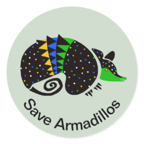 Graphic - Save  ARMADILLOS  - Wildlife - Nature - Classic Round Sticker