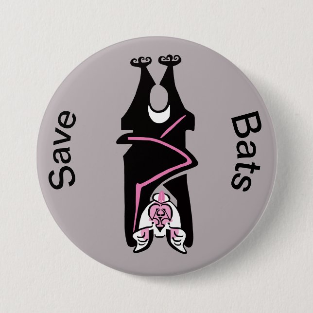 Graphic  Save BATS - Endangered animal -Wildlife Button (Front)