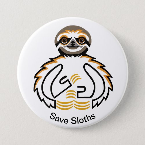 Graphic Save SLOTHS _ Endangered animal _ Nature Button