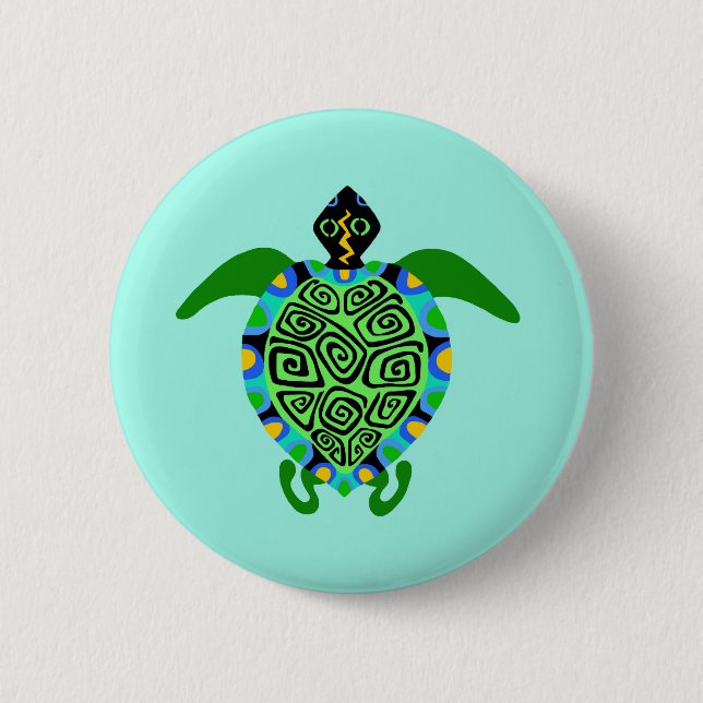 Graphic - Sea TURTLE- Animal lover - Ocean Aqua  Button (Front)