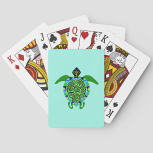 Graphic- Sea TURTLE - Conservation - Turquoise - Poker Cards