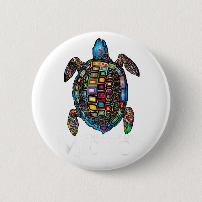 Graphic Sea Turtle Gulf Of Mexico Never Forget Button (Front)
