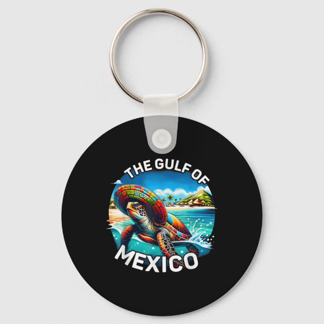 Graphic Sea Turtle Gulf Of Mexico Never Forget Keychain (Front)