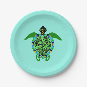Graphic  Sea TURTLE  - Wild animals Nature - Party Paper Plates