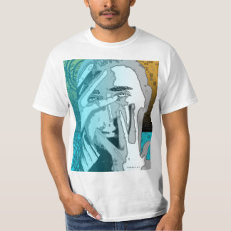 Graphic Silhouette Face Mixed T-Shirt