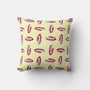 Graphic Smile and Toothbrush on Soft Yellow Throw Pillow