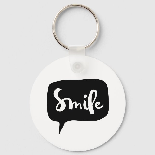 Graphic Smile Speech Bubble Image InspirationalArt Keychain (Front)