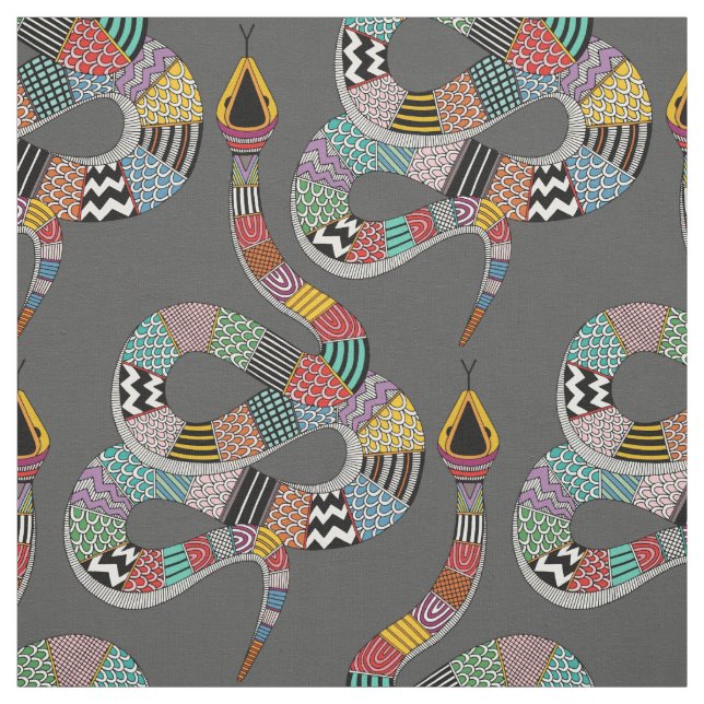 graphic snake gray fabric (Swatch)