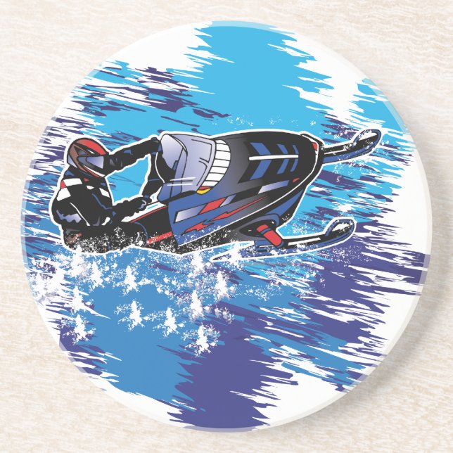 Graphic Snowmobiler Drink Coaster (Front)