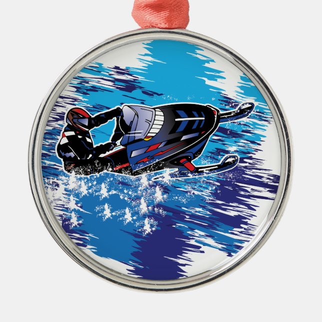 Graphic Snowmobiler Metal Ornament (Front)