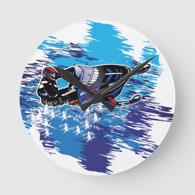 Graphic Snowmobiler Round Clock (Front)