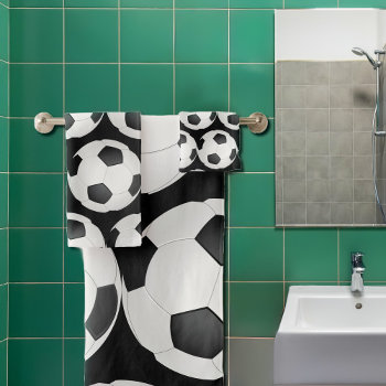 Graphic Soccer Ball Pattern Bath Towel Set by almawad at Zazzle