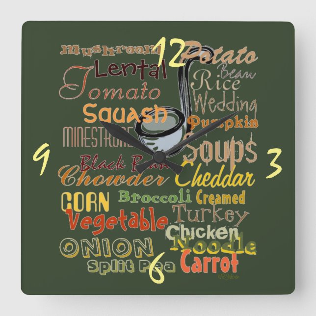 Graphic Soups Art Design Square Wall Clock (Front)