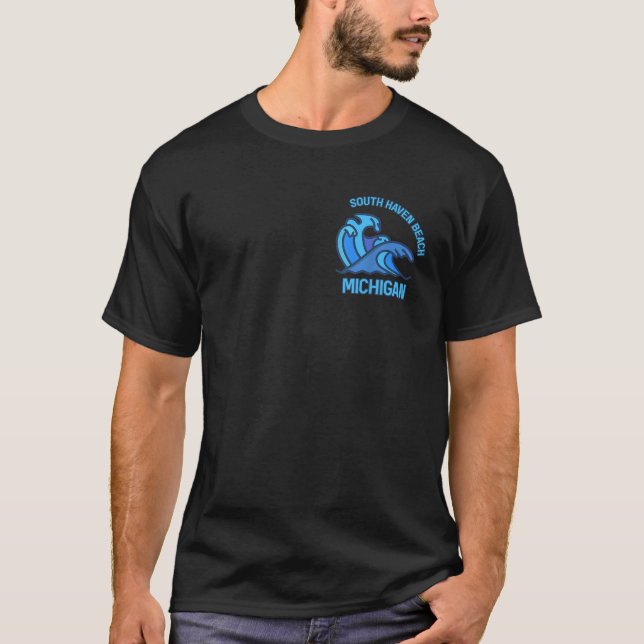 Graphic South Haven Beach Michigan Pocket Wave Sou T-Shirt (Front)