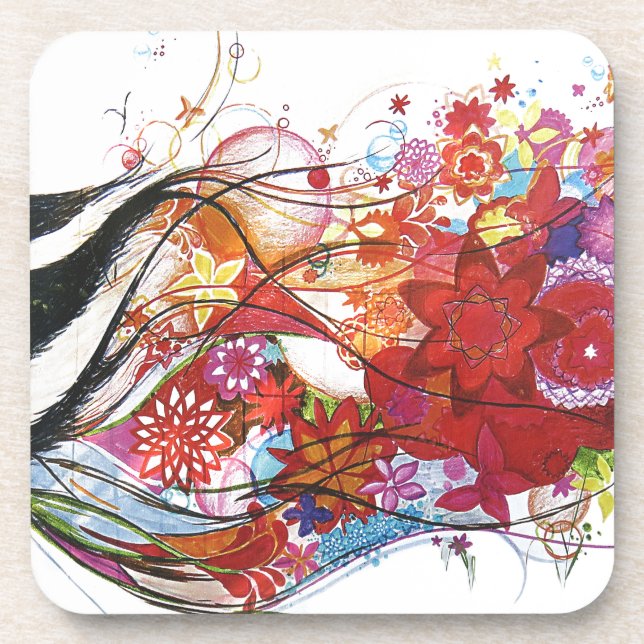 Graphic Sparrow Beverage Coaster (Front)