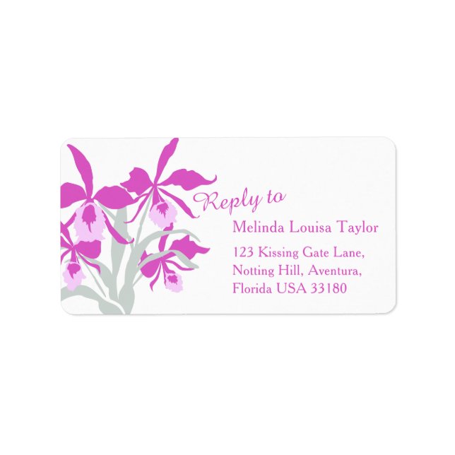 Graphic stylized orchid Cattleya address labels (Front)