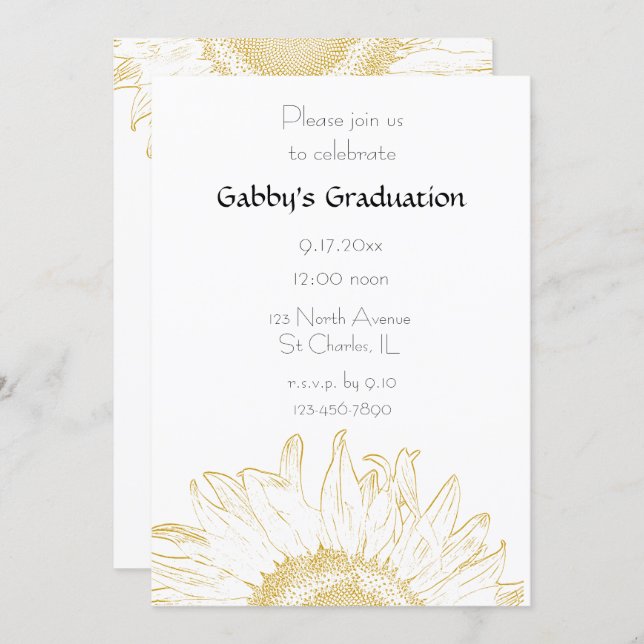 Graphic Sunflower Graduation Party Invitation (Front/Back)