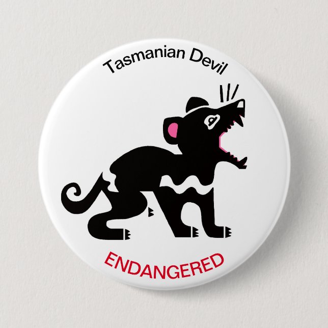 Graphic TASMANIAN DEVIL -Endangered animal -Nature Button (Front)