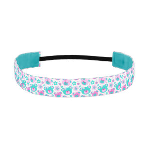 Graphic teddy bear faces bright pattern hairband athletic headband