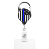 Graphic Thin Blue Line Display US Flag Badge Holder (Front)