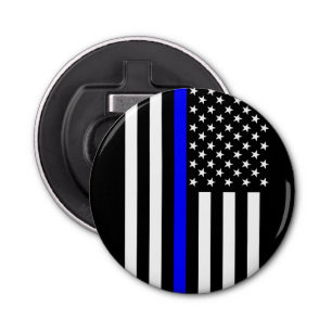 Graphic Thin Blue Line Display US Flag Bottle Opener