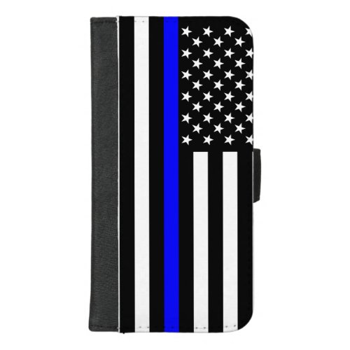 Graphic Thin Blue Line Display US Flag iPhone 87 Plus Wallet Case