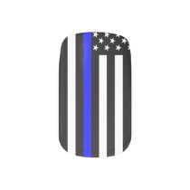 Graphic Thin Blue Line Display US Flag Minx Nail Wraps Graphic Thin Blue Line Display US Flag Minx Nail Wraps