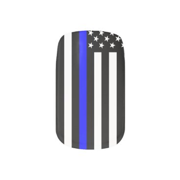 Graphic Thin Blue Line Display US Flag Minx Nail Wraps