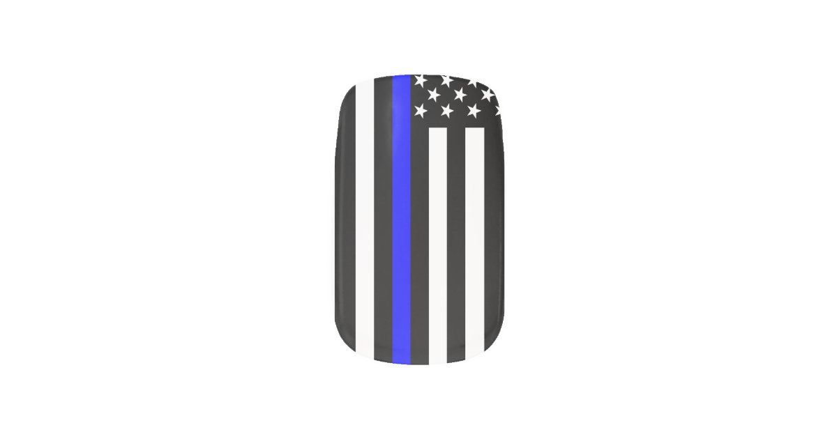 Graphic Thin Blue Line Display US Flag Minx Nail Wraps | Zazzle