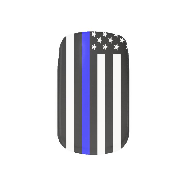 Graphic Thin Blue Line Display US Flag Minx Nail Wraps (Right Thumb)