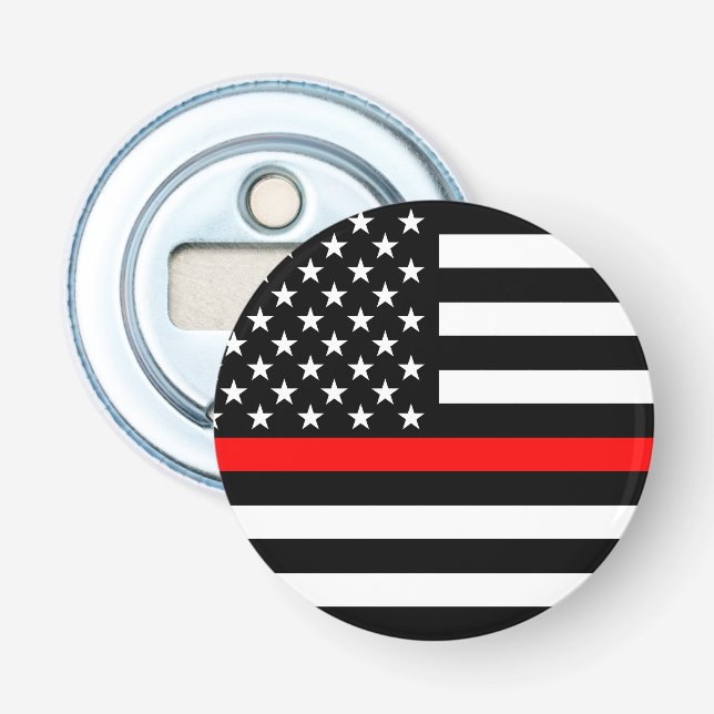 Graphic Thin Red Line Display US Flag Bottle Opener (Front)