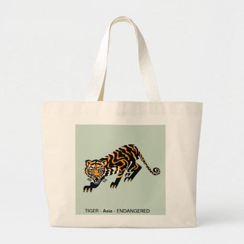 Graphic TIGER _Conservation _ Endangered animal _  Large Tote Bag
