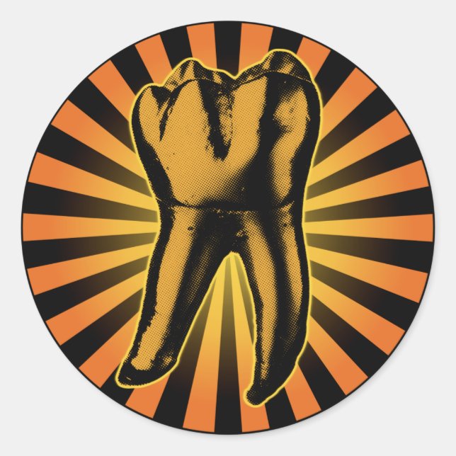 Graphic Tooth Emblem Classic Round Sticker (Front)