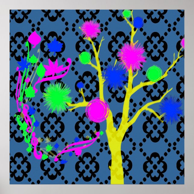 Graphic Tree in Neon Colors Poster (Front)