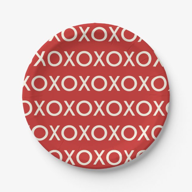 GRAPHIC VALENTINE'S DAY XOXO RED PAPER PLATE (Front)