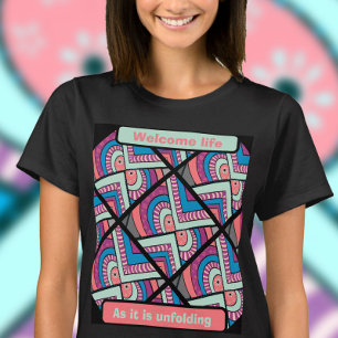 Graphic Vibration Celebration Diagonal Pattern T-Shirt